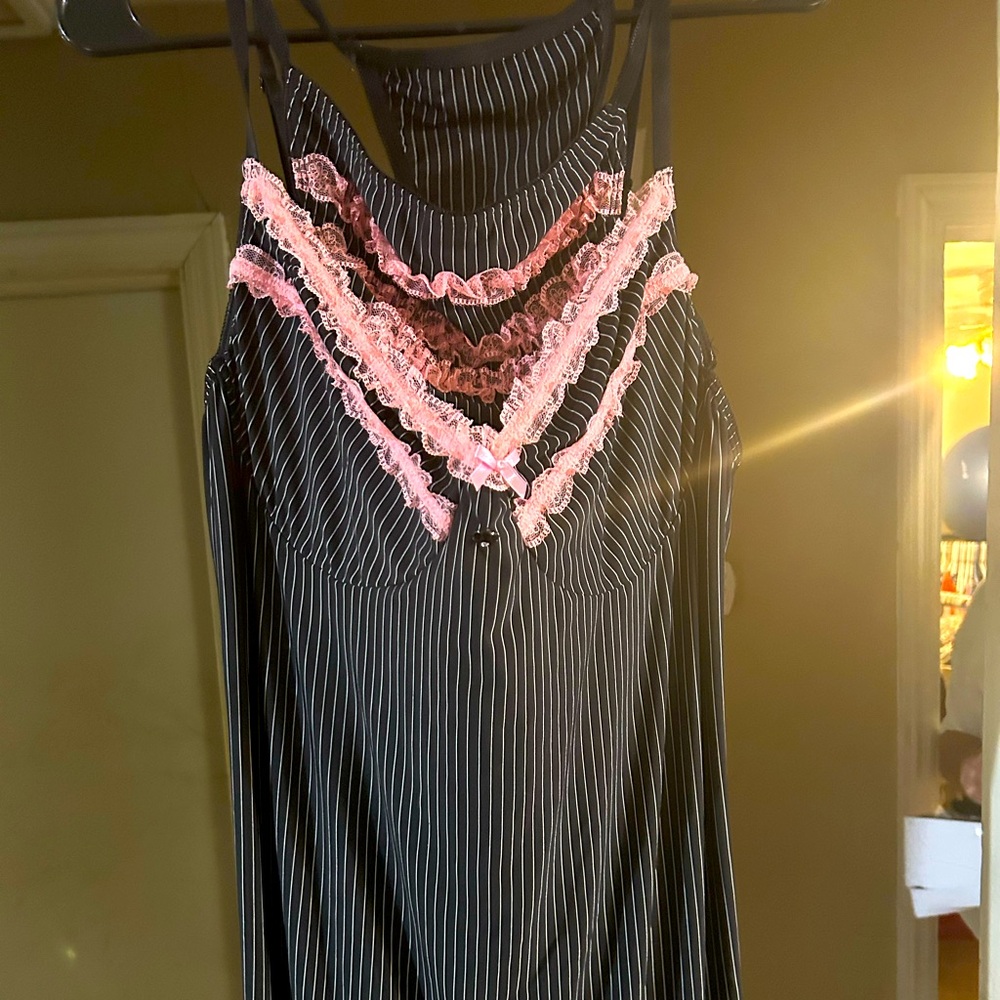 Pin stripe sleeping gown